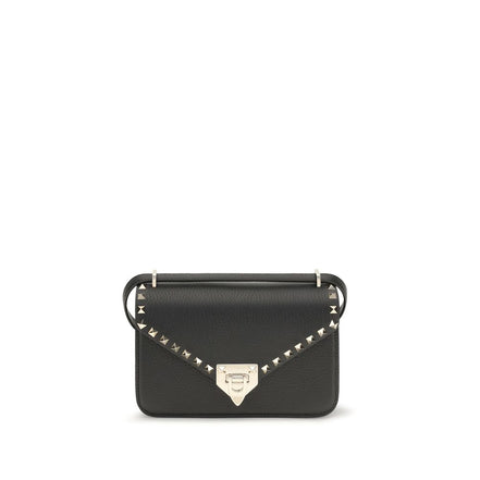 Valentino Garavani Black Calf Leather Bos Taurus Shoulder Bag