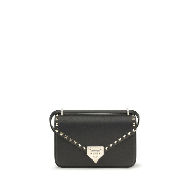 Valentino Garavani Black Calf Leather Bos Taurus Shoulder Bag