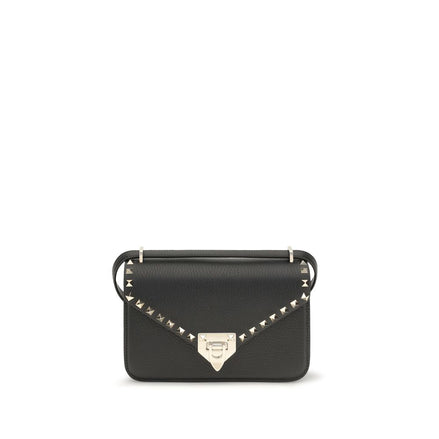 Valentino Garavani Black Calf Leather Bos Taurus Shoulder Bag