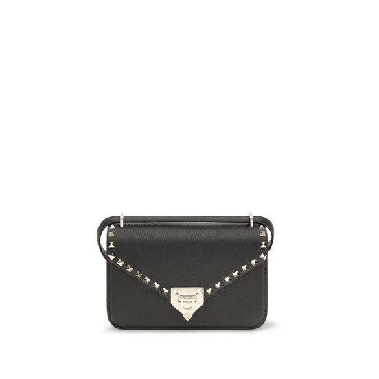 Valentino Garavani Black Calf Leather Bos Taurus Shoulder Bag