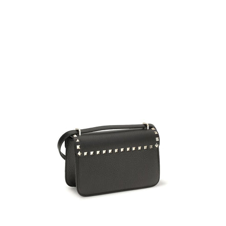 Valentino Garavani Black Calf Leather Bos Taurus Shoulder Bag