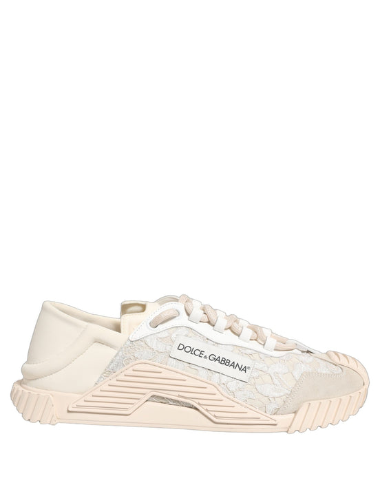 Dolce & Gabbana White Lace NS1 Low Top Sneaker Sports Shoes