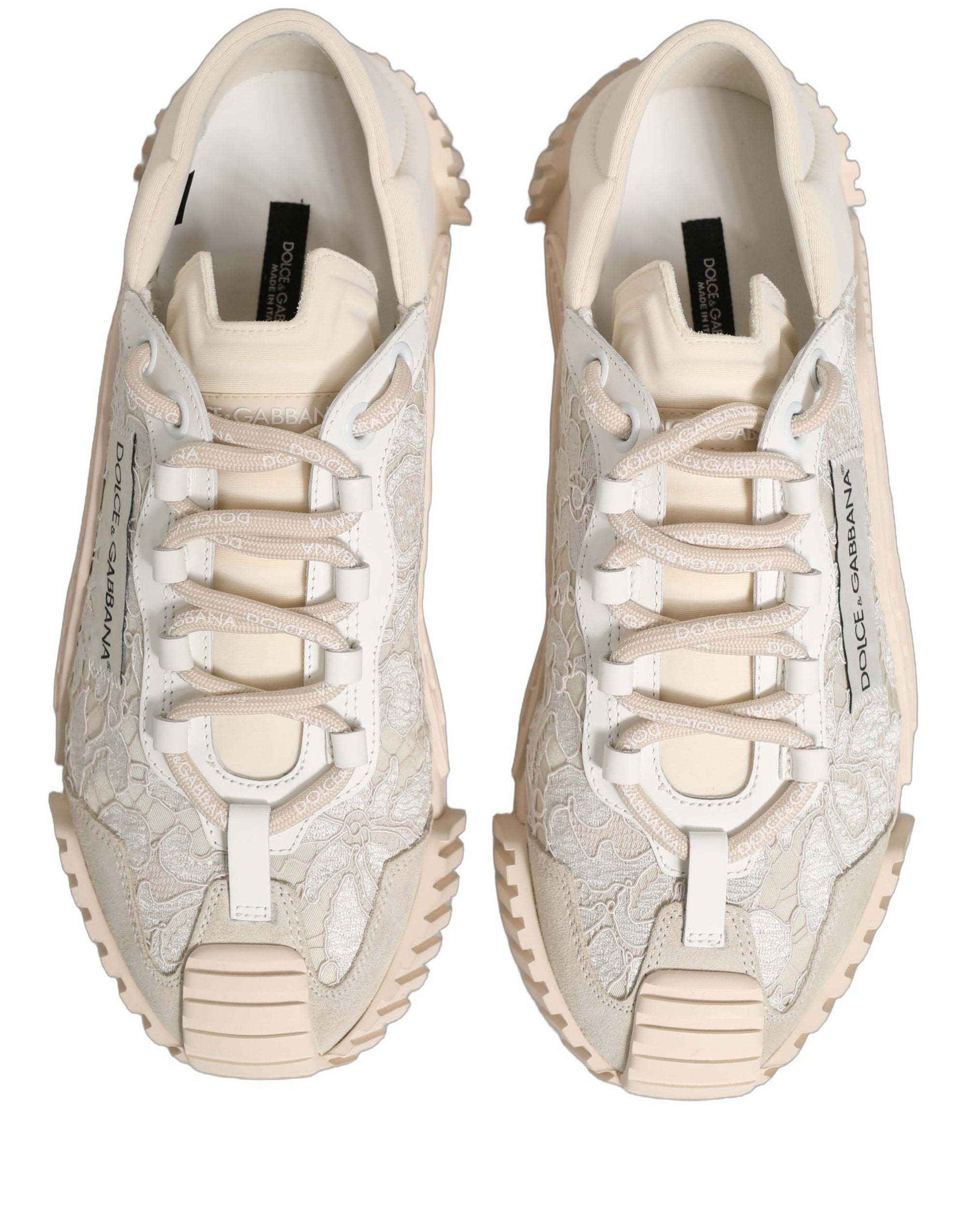 Dolce & Gabbana White Lace NS1 Low Top Sneaker Sports Shoes