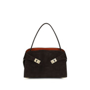 Ferragamo Brown Calf Leather Bos Taurus Shoulder Bag