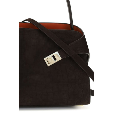 Ferragamo Brown Calf Leather Bos Taurus Shoulder Bag