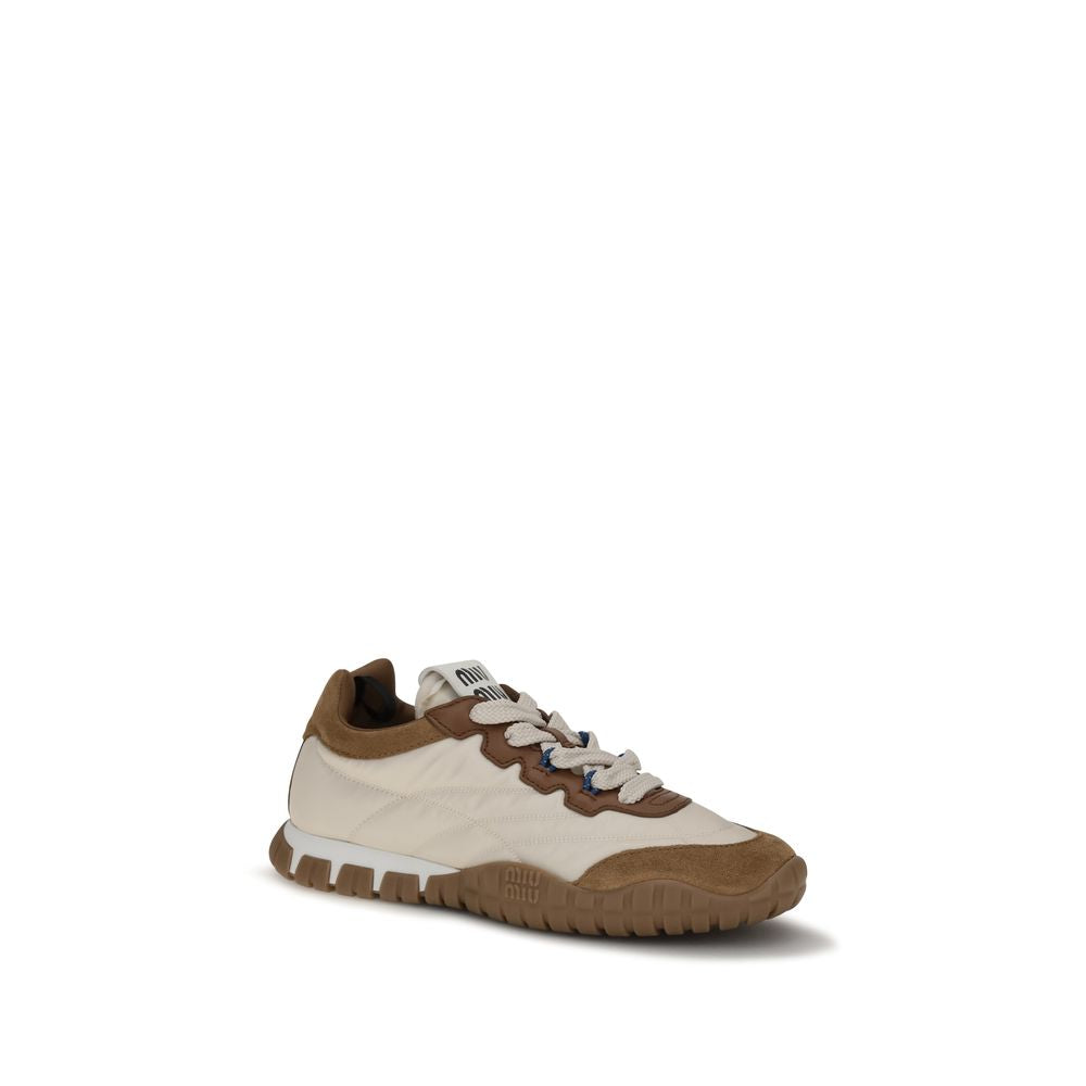 Μπεζ αθλητικά sneakers από πολυαμίδιο Miu Miu