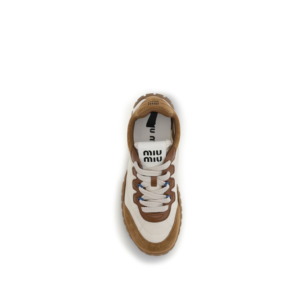 Μπεζ αθλητικά sneakers από πολυαμίδιο Miu Miu