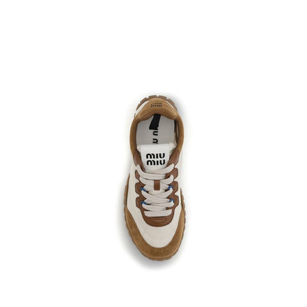Μπεζ αθλητικά sneakers από πολυαμίδιο Miu Miu