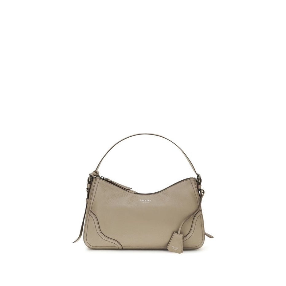 Prada Gray Calf Leather Bos Taurus Shoulder Bag
