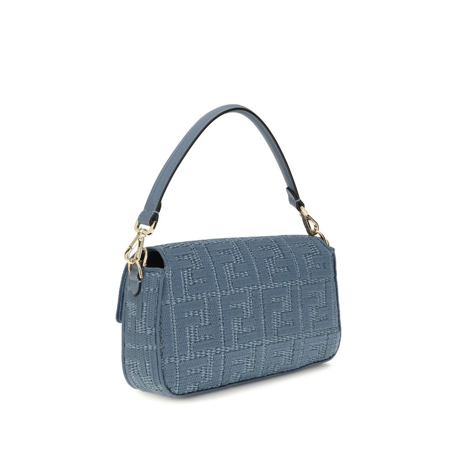 Fendi Blue Raffia Shoulder Bag