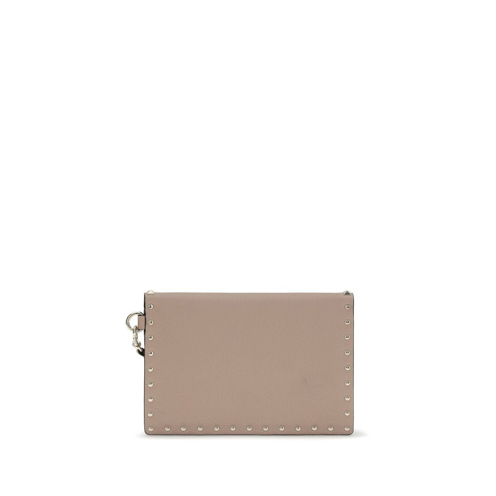 Valentino Garavani Beige Calf Leather Bos Taurus Clutch Bag
