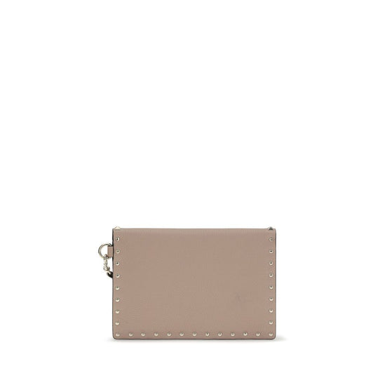 Valentino Garavani Beige Calf Leather Bos Taurus Clutch Bag
