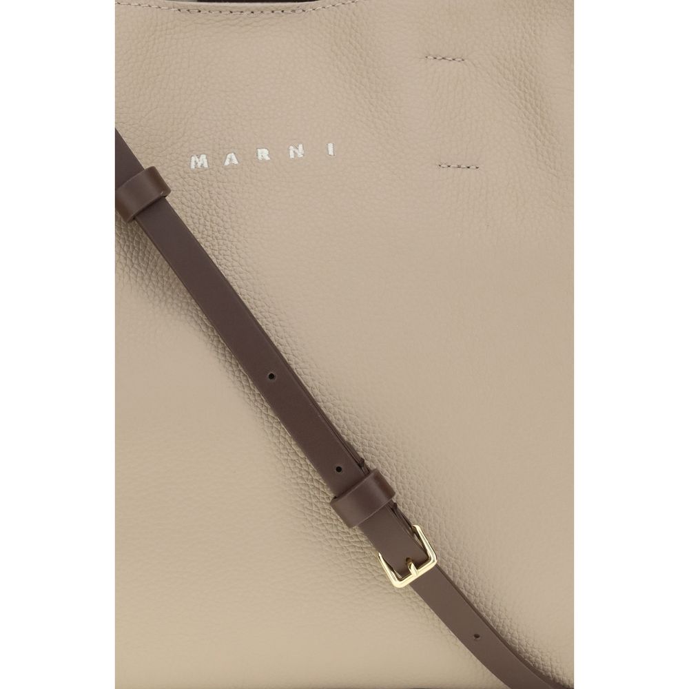 Marni Beige Calf Leather Bos Taurus Shoulder Bag