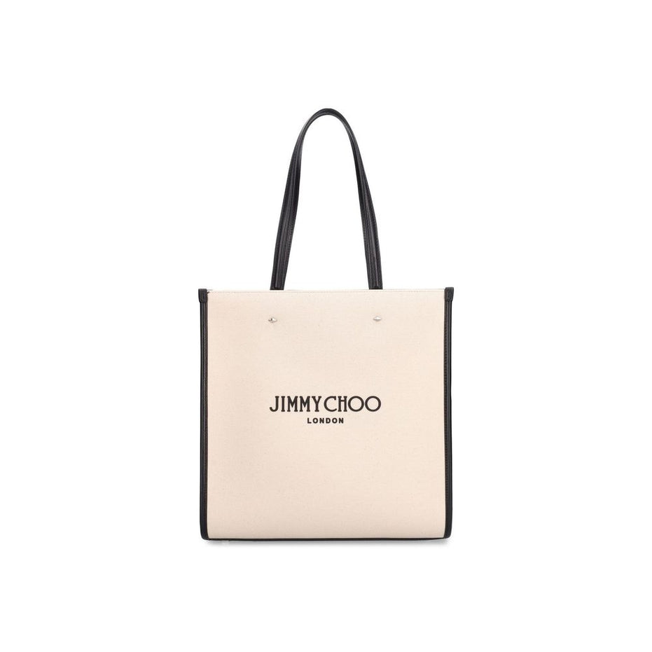 Jimmy Choo Beige Canvas Tote Bag