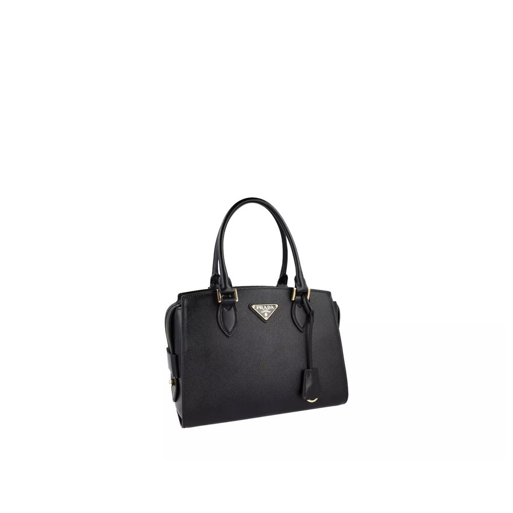 Prada Μαύρη Δερμάτινη Τσάντα Χειρός με Λαβή
