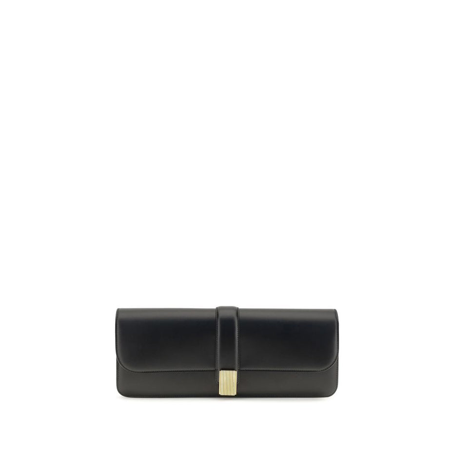 Khaite Black Calf Leather Bos Taurus Clutch Bag