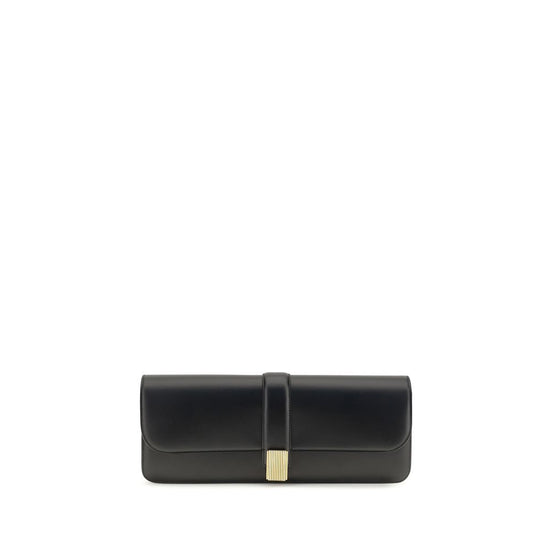 Khaite Black Calf Leather Bos Taurus Clutch Bag