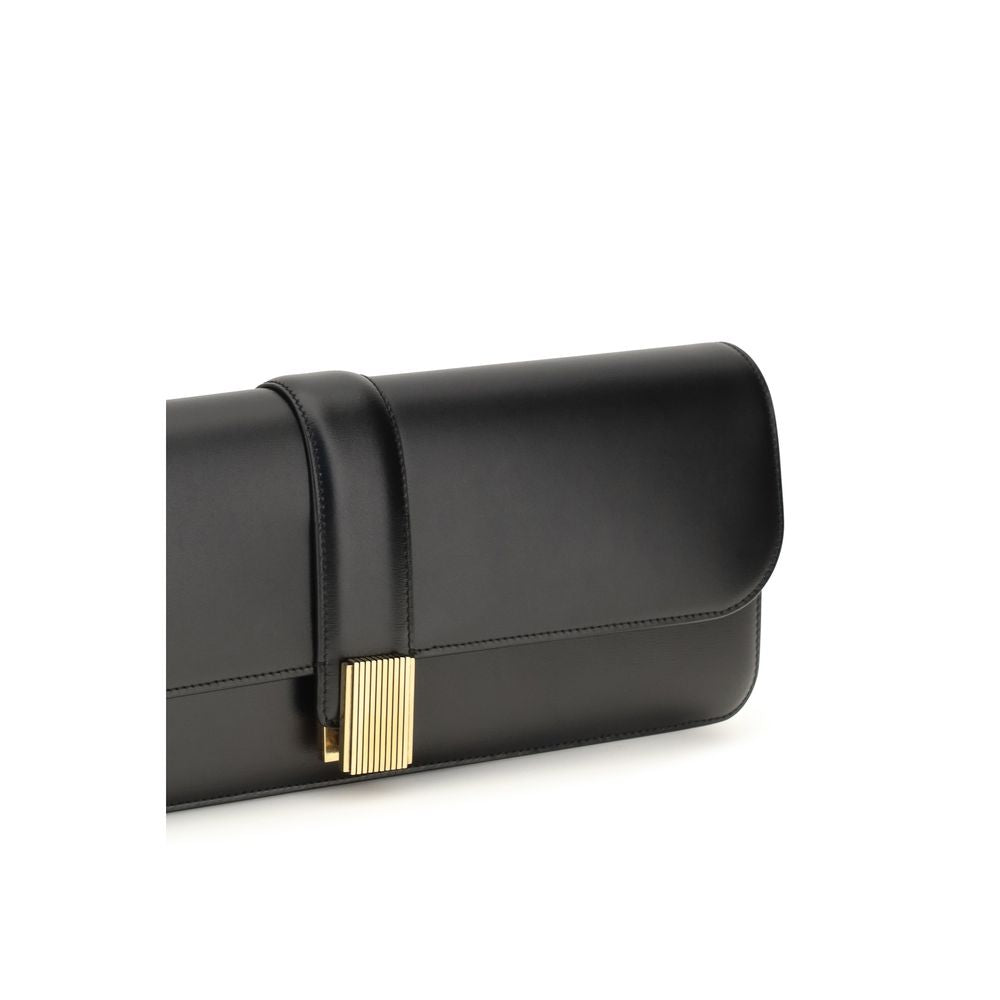 Khaite Black Calf Leather Bos Taurus Clutch Bag