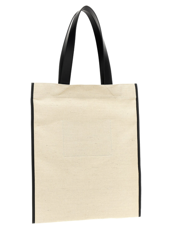 Τσάντα tote Jil Sander δίχρωμη από τζούτ  