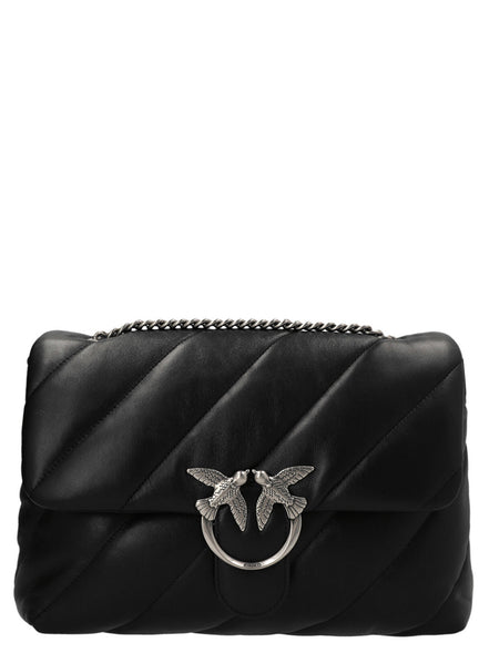 PINKO Black Lamb Leather Crossbody Bag