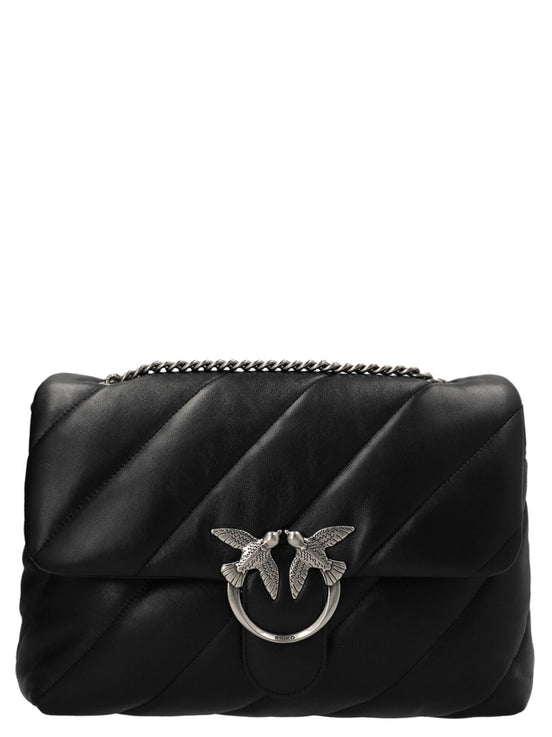 Τσάντα crossbody PINKO μαύρη από δέρμα αρνιού  