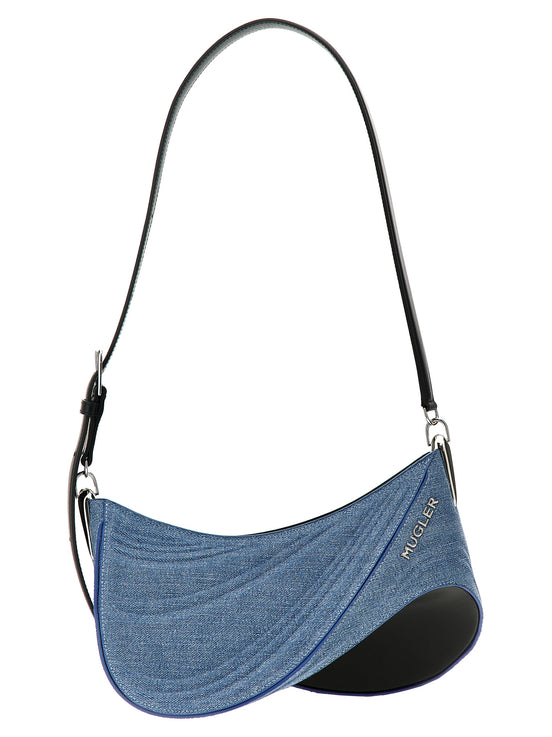 Mugler Blue Calfskin Shoulder Bag