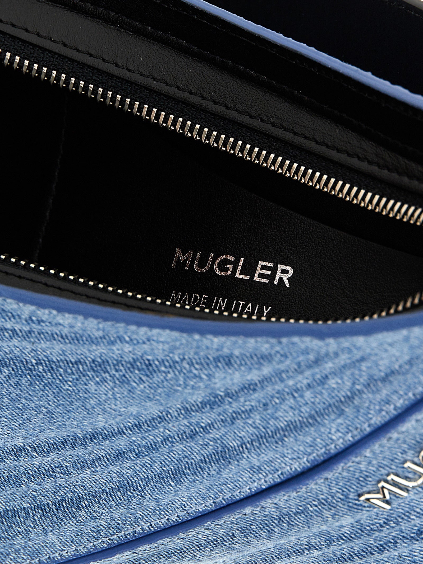 Μπλε Τσάντα Ώμου από Δέρμα Μόσχου Mugler