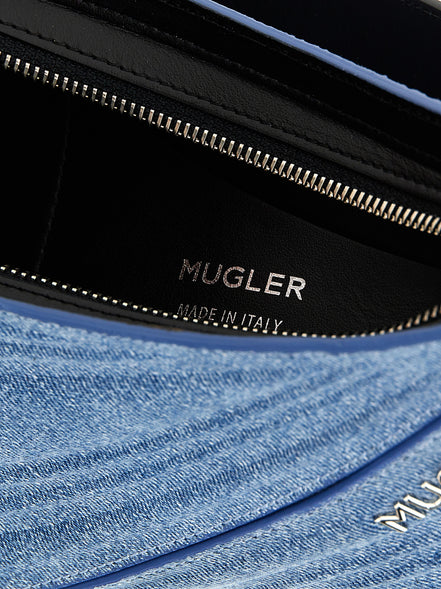 Μπλε Τσάντα Ώμου από Δέρμα Μόσχου Mugler