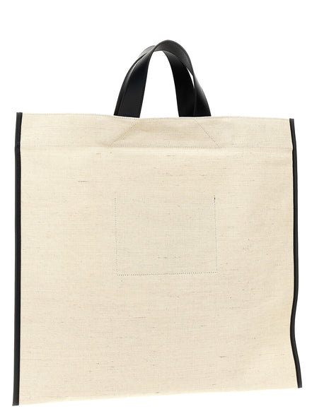Τσάντα tote Jil Sander δίχρωμη από τζούτ  