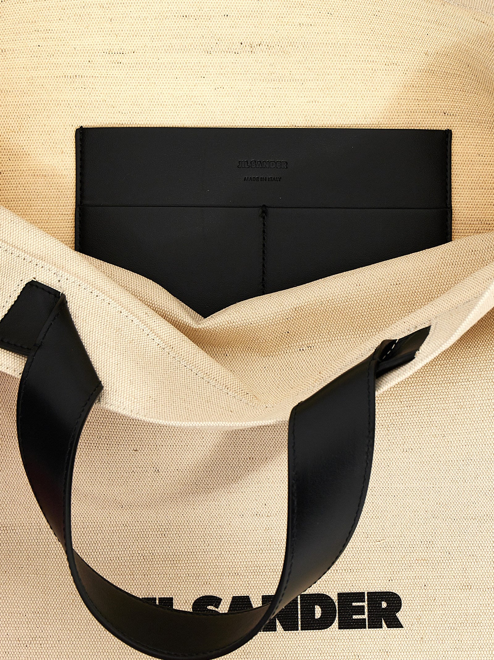 Τσάντα tote Jil Sander δίχρωμη από τζούτ  