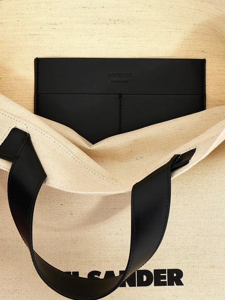 Τσάντα tote Jil Sander δίχρωμη από τζούτ  