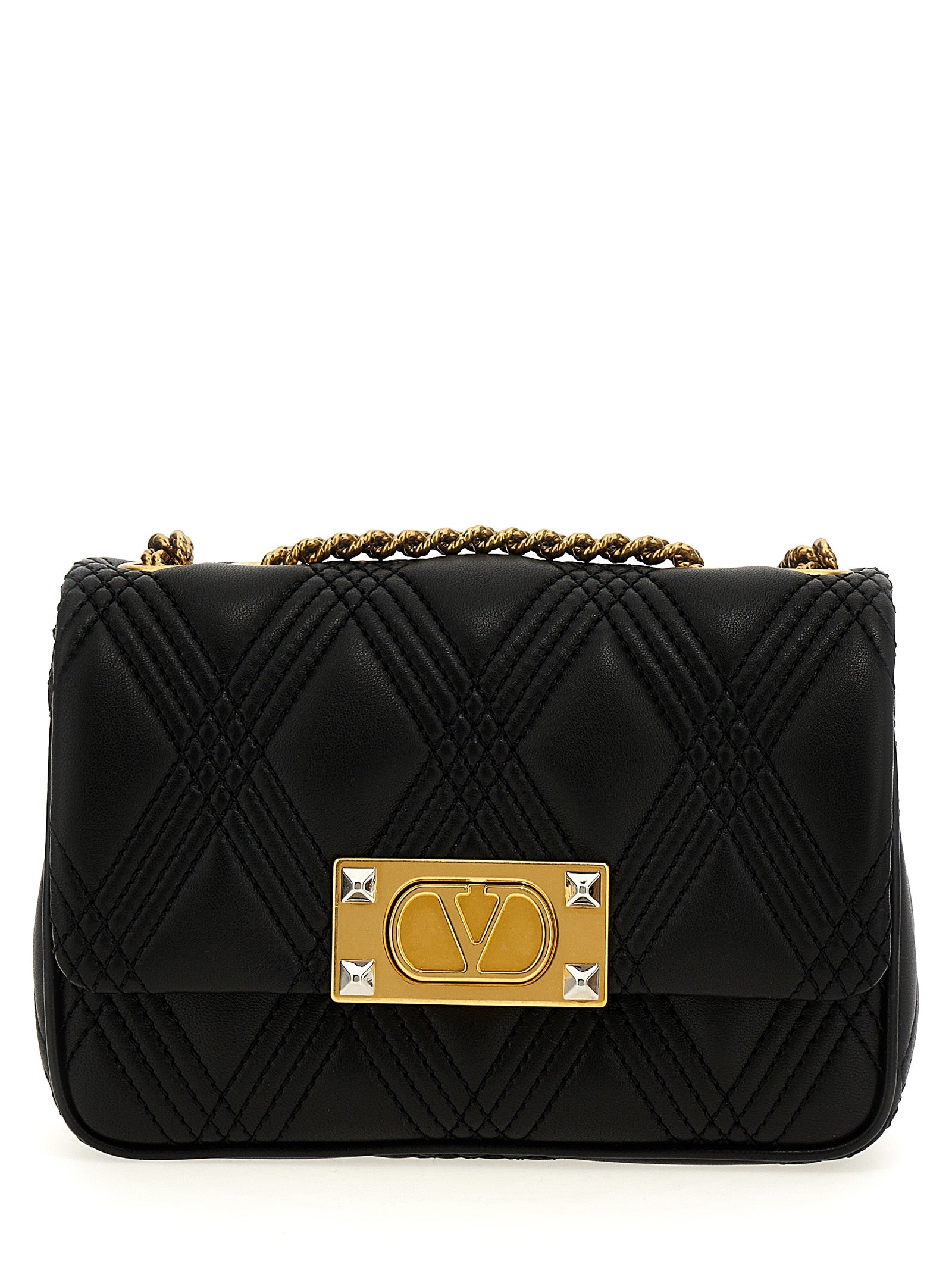 Τσάντα Ώμου από Μαύρο Δέρμα Αρνιού Valentino Garavani