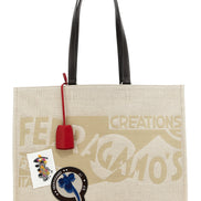 Τσάντα Tote από Μπεζ Ύφασμα Ferragamo
