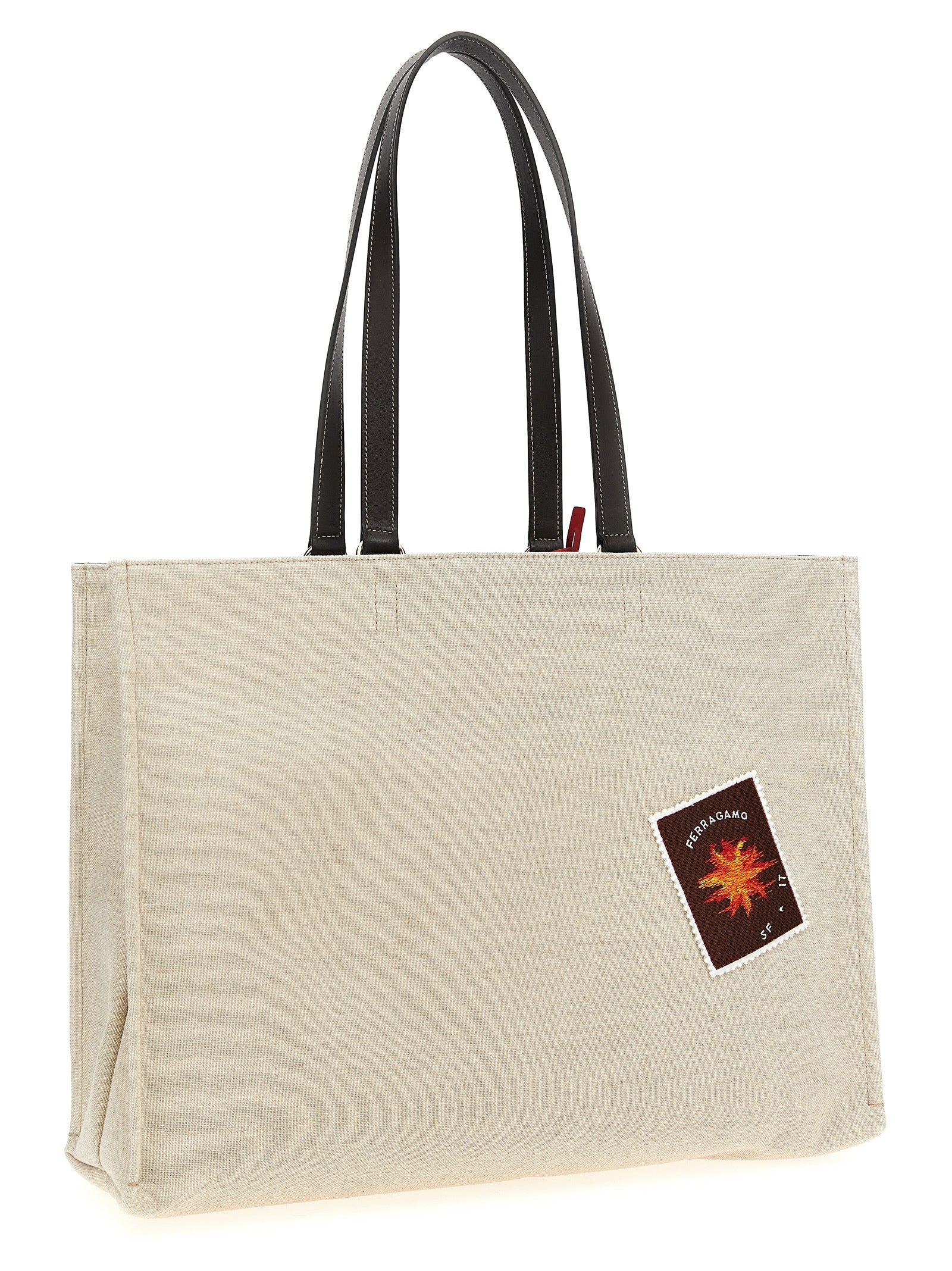 Τσάντα Tote από Μπεζ Ύφασμα Ferragamo