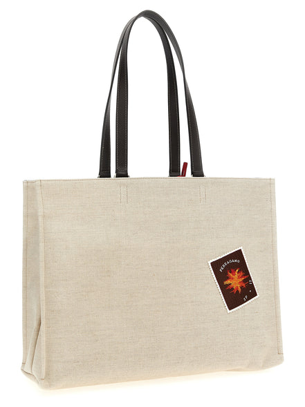 Τσάντα Tote από Μπεζ Ύφασμα Ferragamo