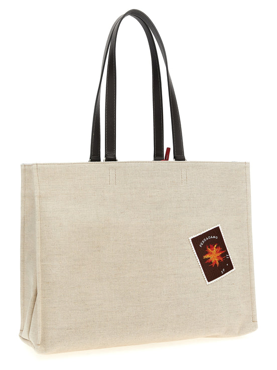 Ferragamo Beige Fabric Tote Bag