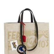 Τσάντα Tote από Μπεζ Ύφασμα Ferragamo