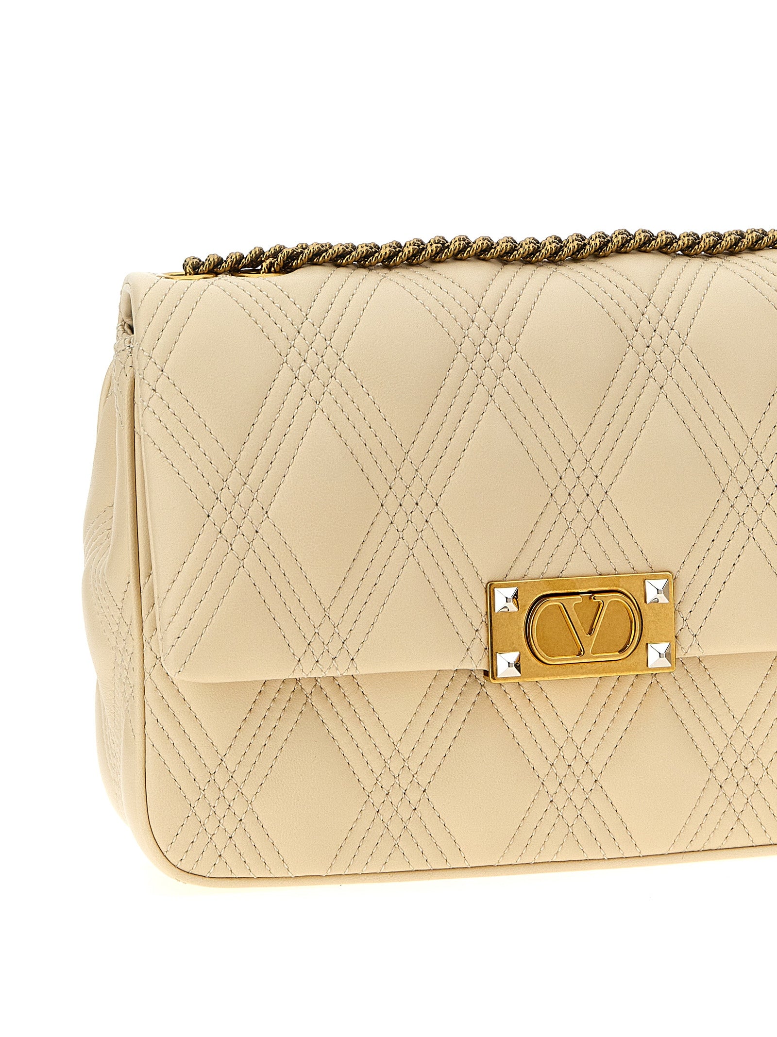 Valentino Garavani White Lamb Leather Shoulder Bag