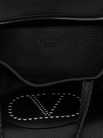 Valentino Garavani Black Calfskin Tote Bag