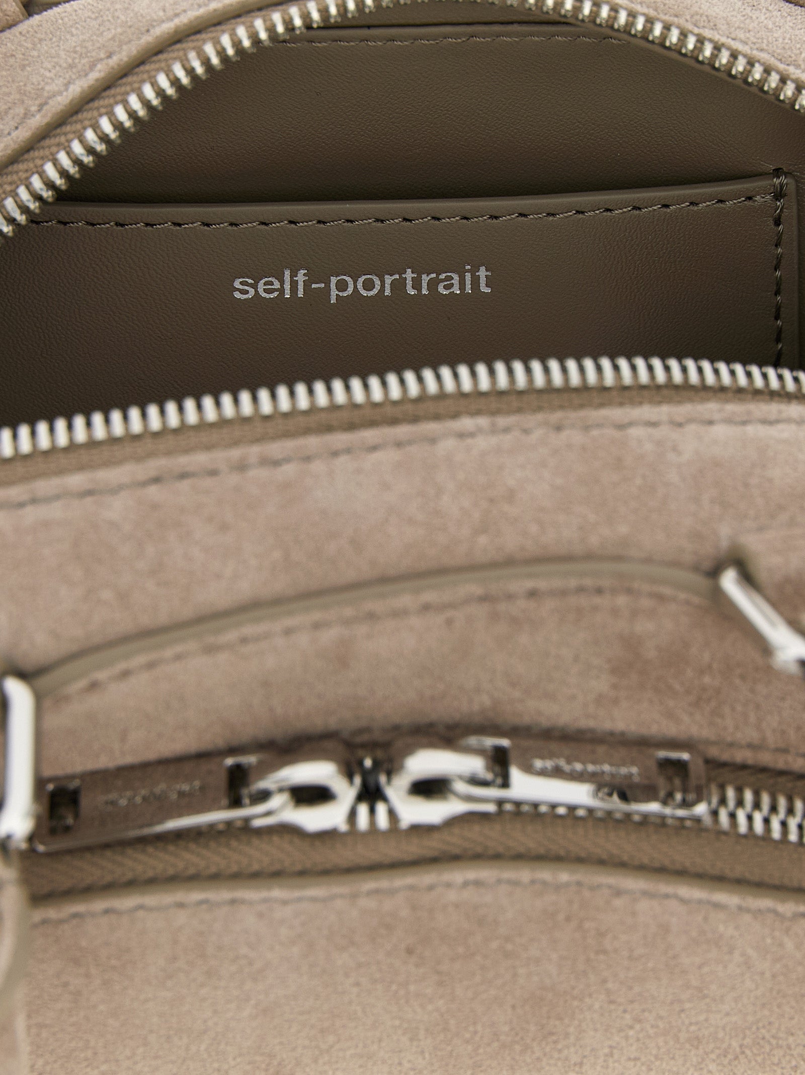 Self-Portrait Gray Lamb Leather Shoulder Bag