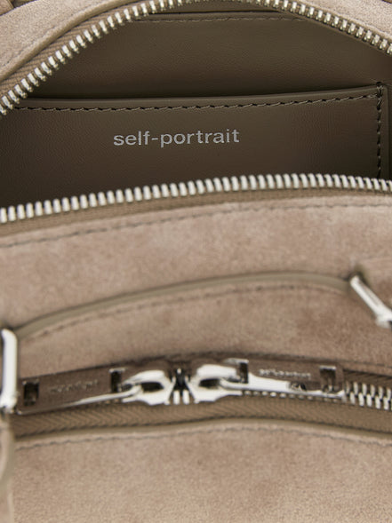 Self-Portrait Gray Lamb Leather Shoulder Bag