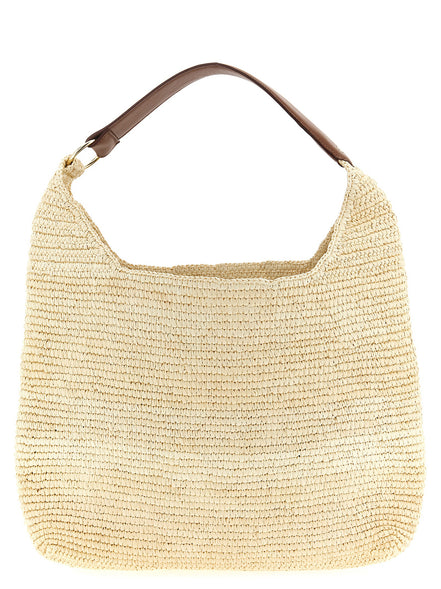 Maison Michel Brown Raffia Shoulder Bag