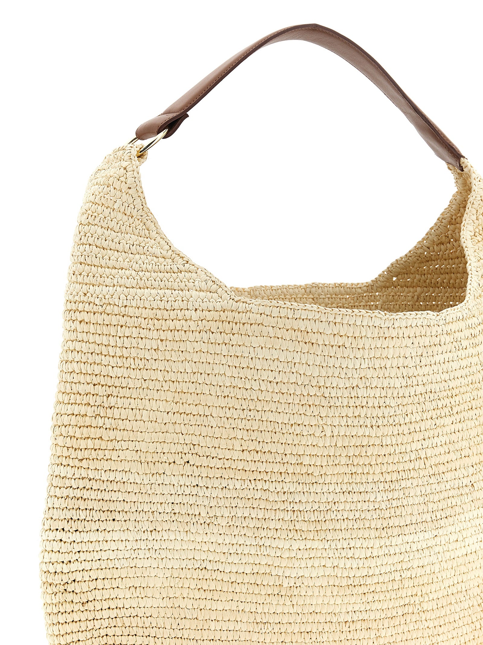 Maison Michel Brown Raffia Shoulder Bag