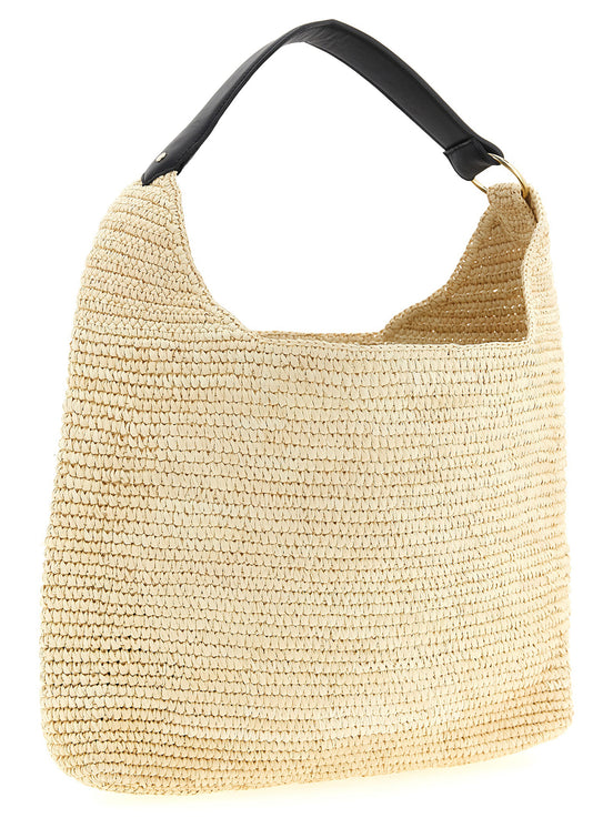 Maison Michel Beige Raffia Shoulder Bag