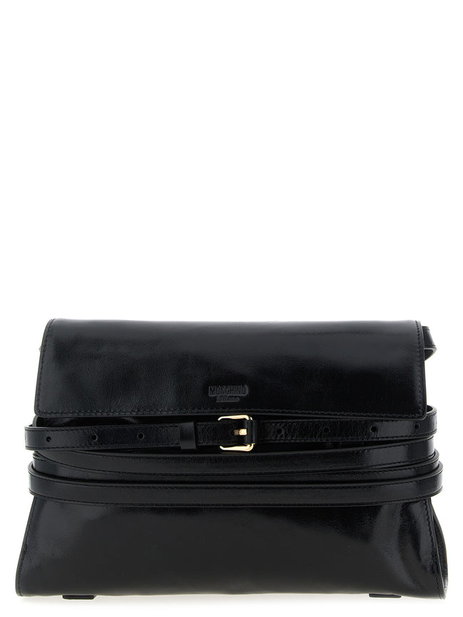 Moschino Black Leather Crossbody Bag