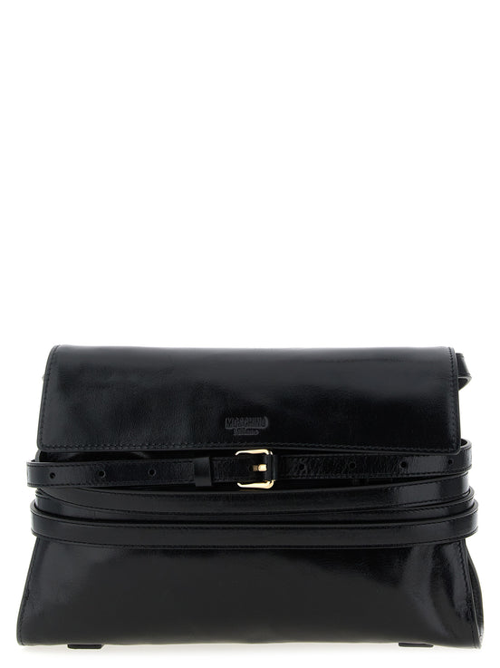 Moschino Black Leather Crossbody Bag