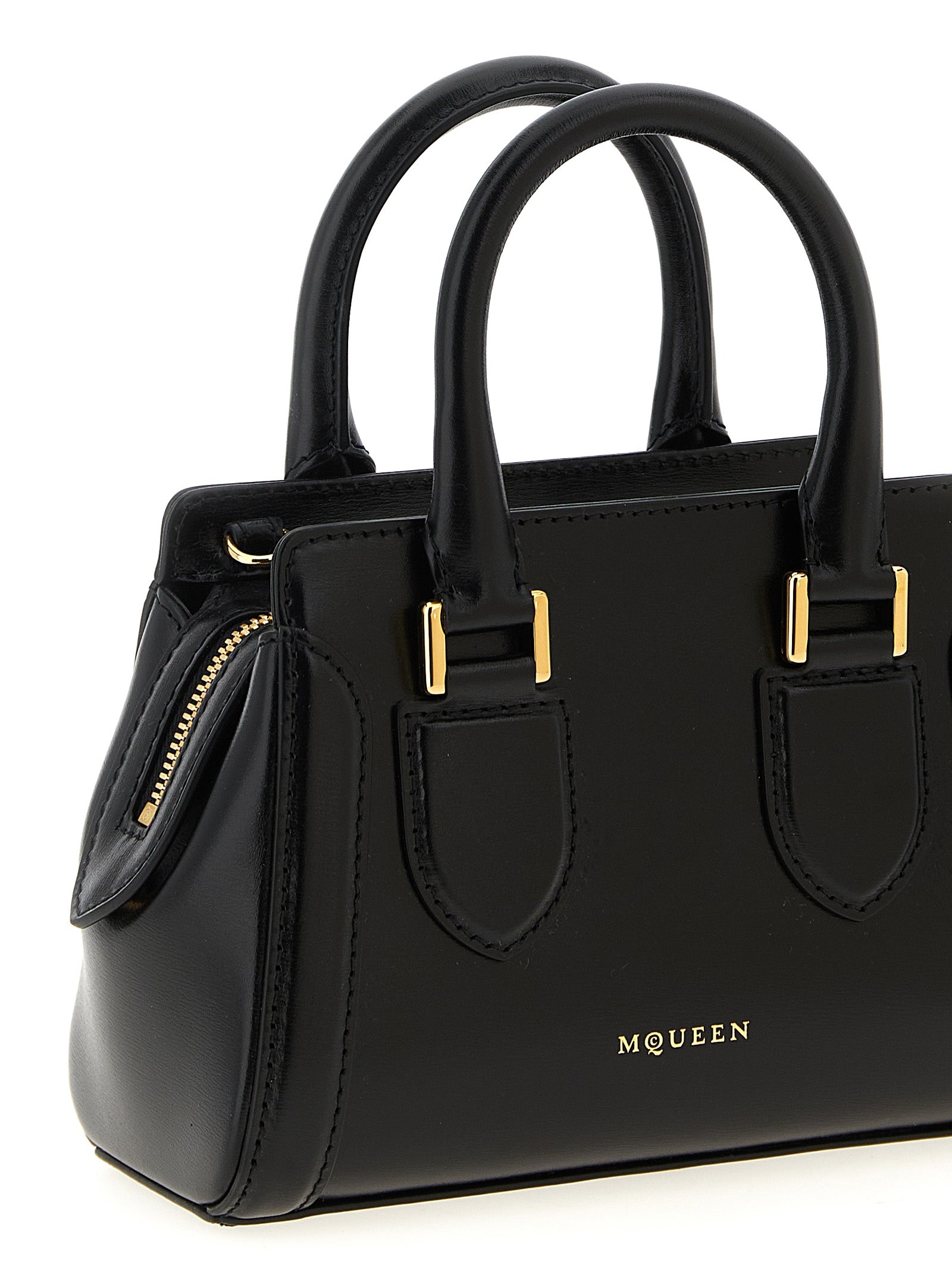 Τσάντα Χειρός από Μαύρο Δέρμα Μόσχου Alexander McQueen