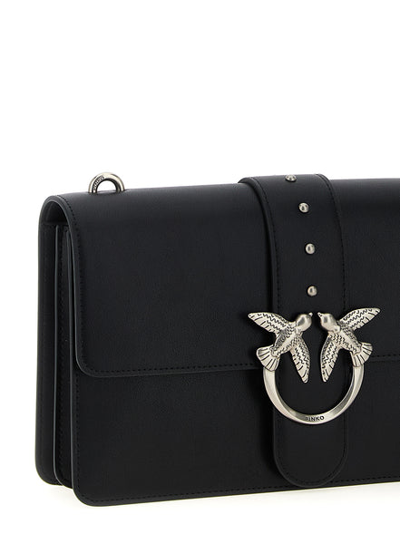 PINKO Black Goatskin Crossbody Bag