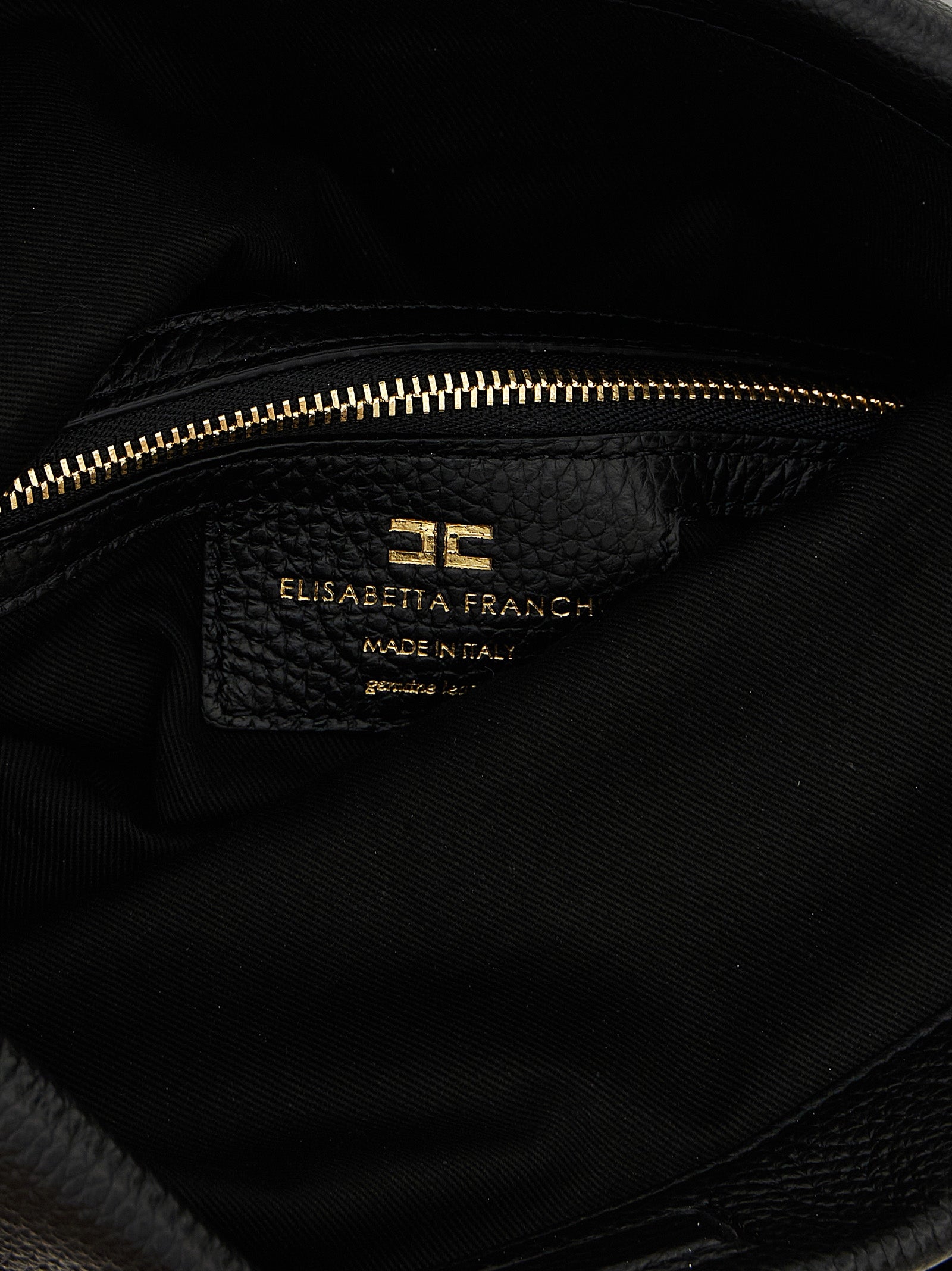 Elisabetta Franchi Black Calfskin Shoulder Bag