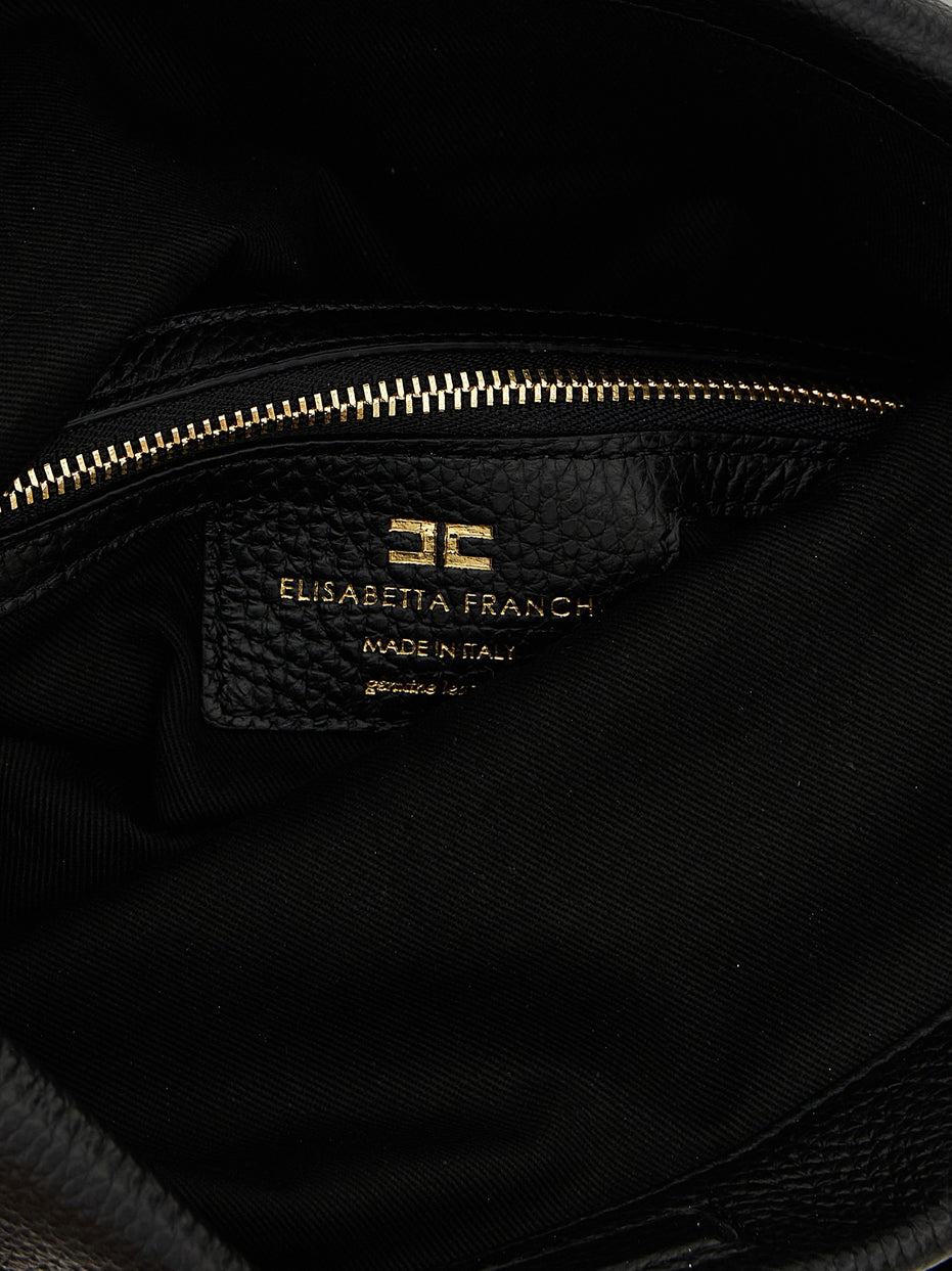 Elisabetta Franchi Black Calfskin Shoulder Bag